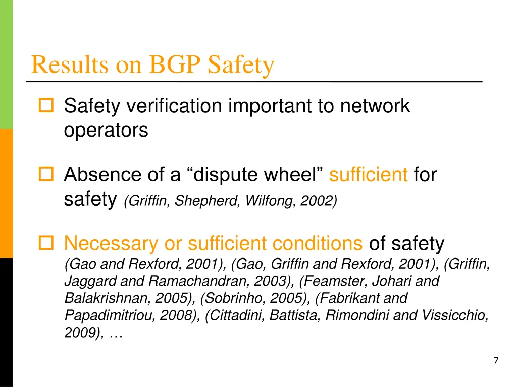 results on bgp safety