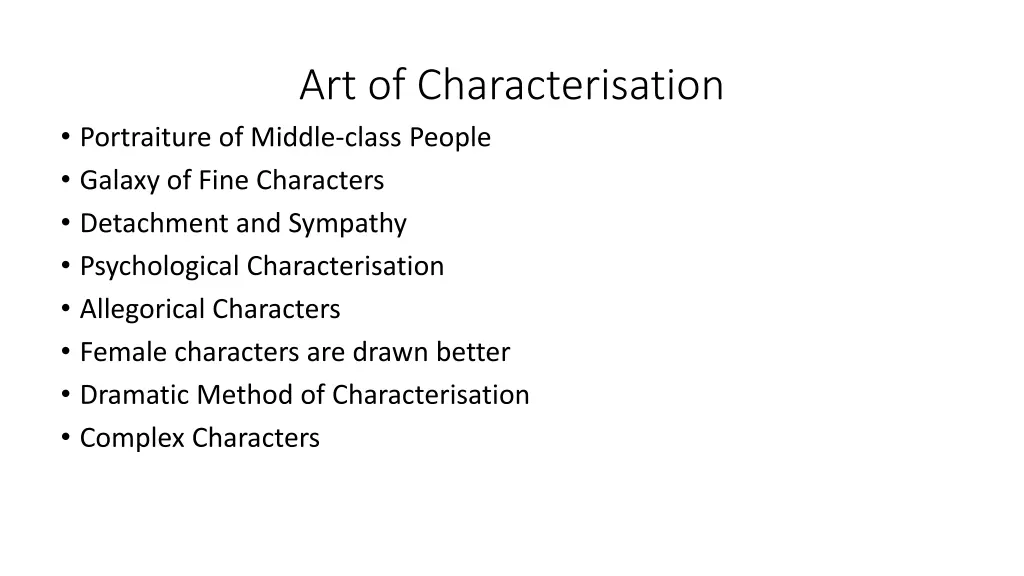 art of characterisation