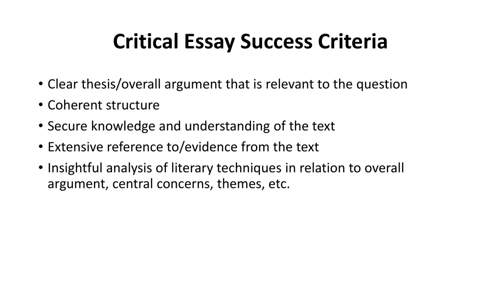 critical essay success criteria