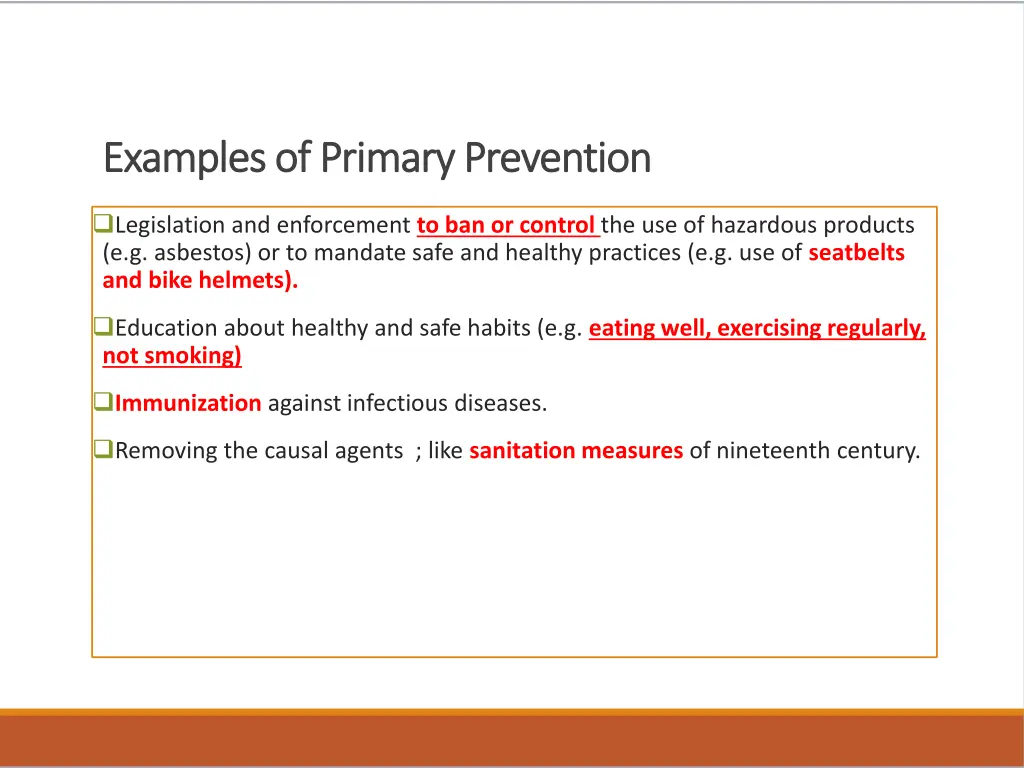 examples of primary prevention examples