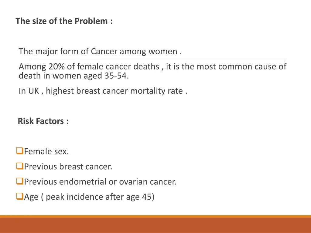 the size of the problem