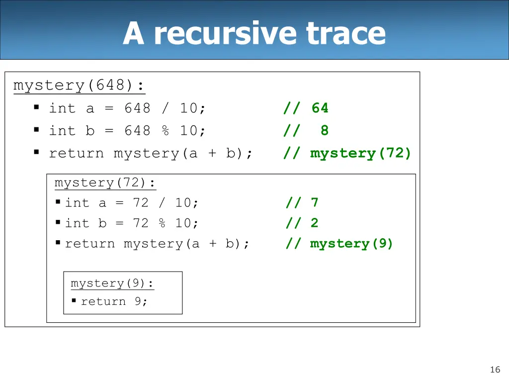 a recursive trace