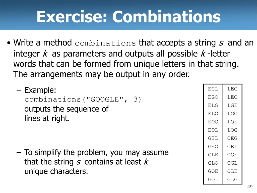 exercise combinations