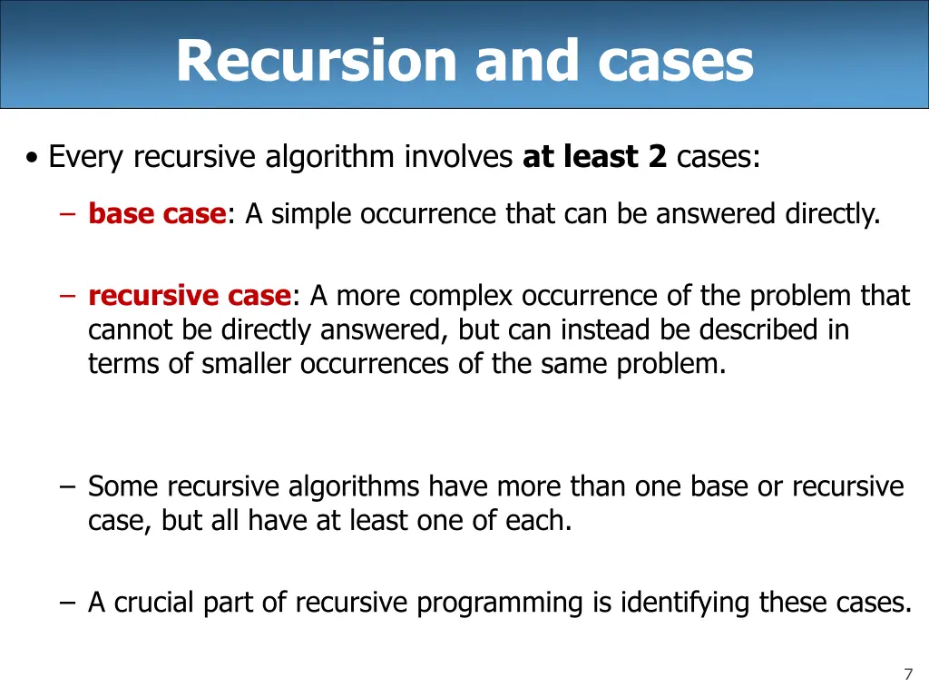 recursion and cases