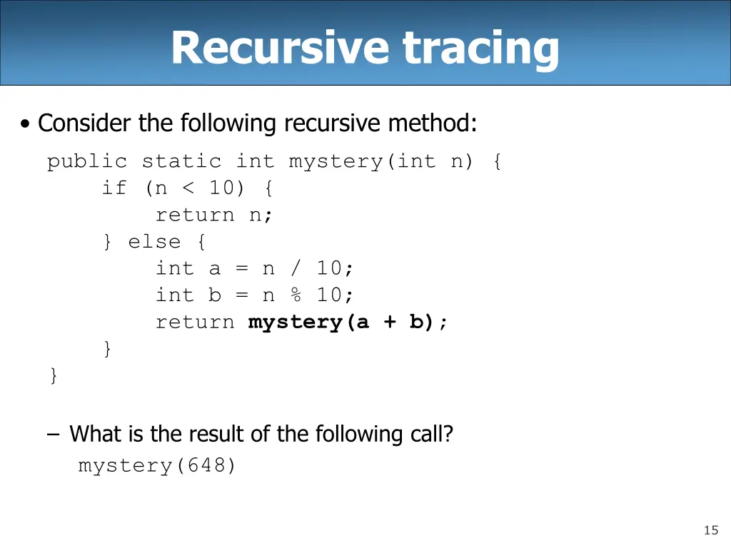 recursive tracing