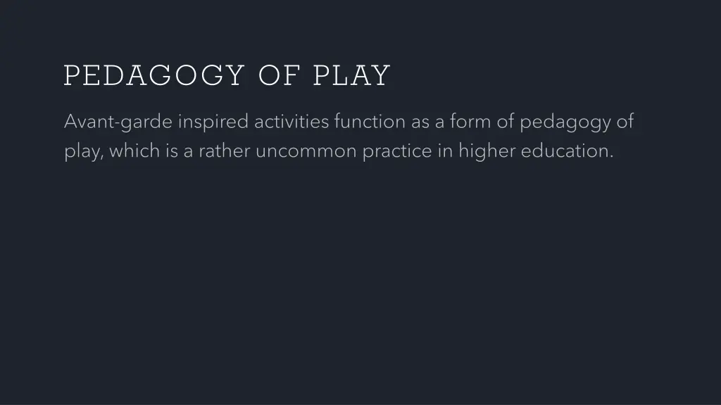 pedagogy of play