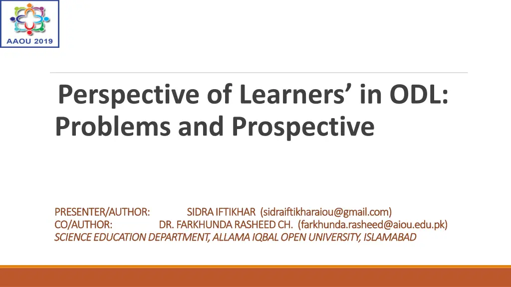 perspective of learners in odl problems