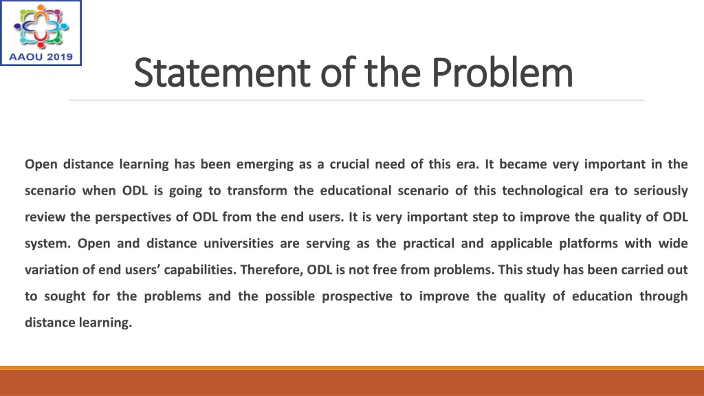 statement of the problem statement of the problem