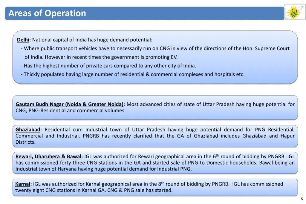areas of operation