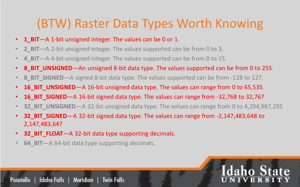btw raster data types worth knowing