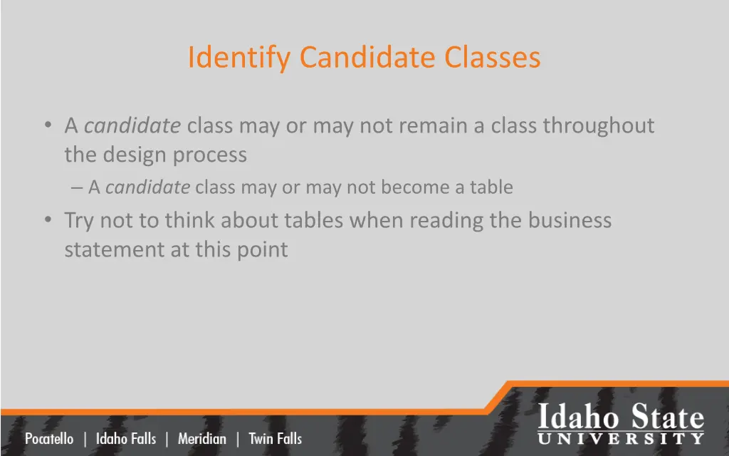 identify candidate classes