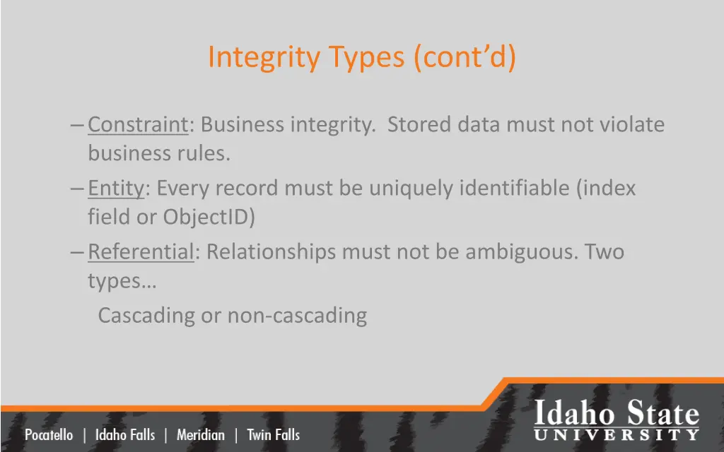 integrity types cont d
