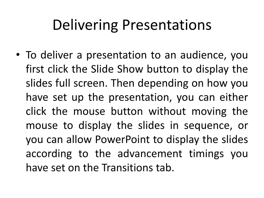 delivering presentations