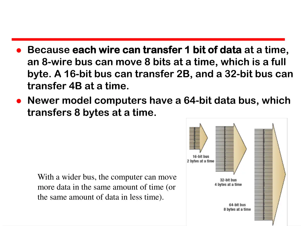 because each wire can transfer 1 bit of data each