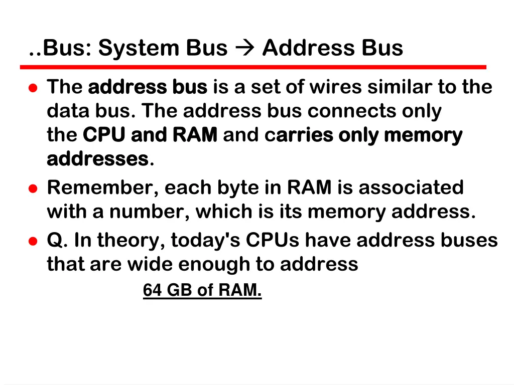 bus system bus address bus