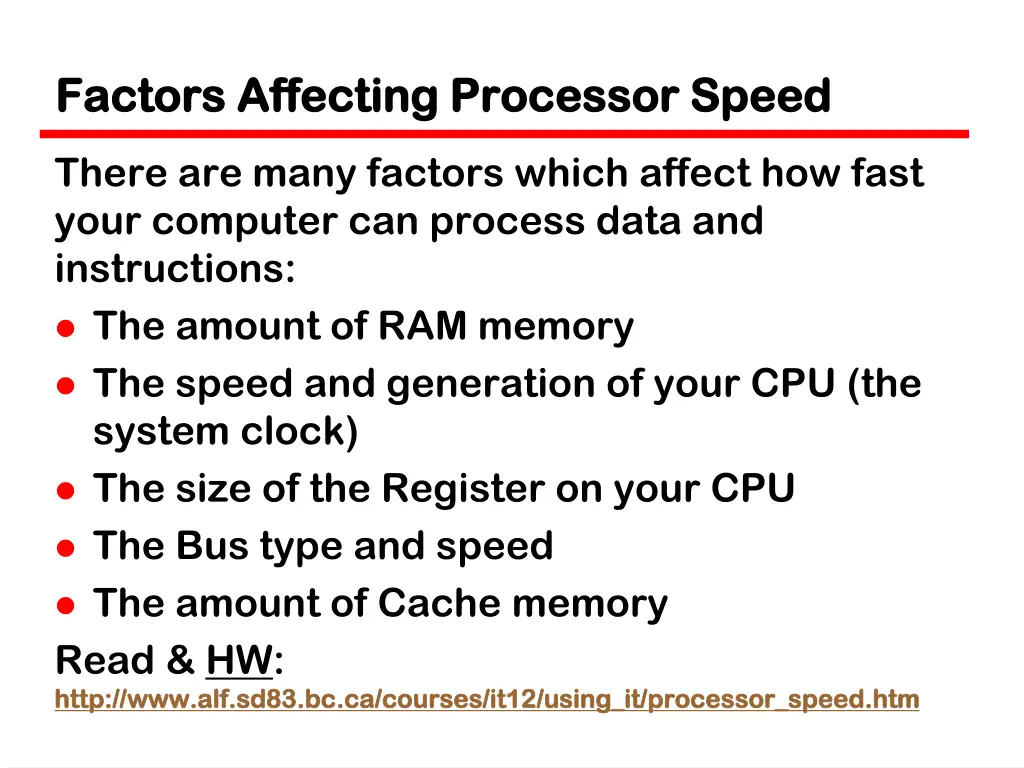 factors affecting processor speed factors