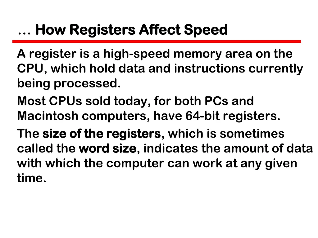 how registers affect speed how registers affect