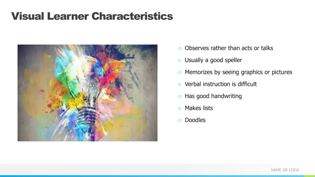 visual learner characteristics