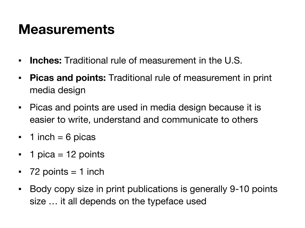 measurements