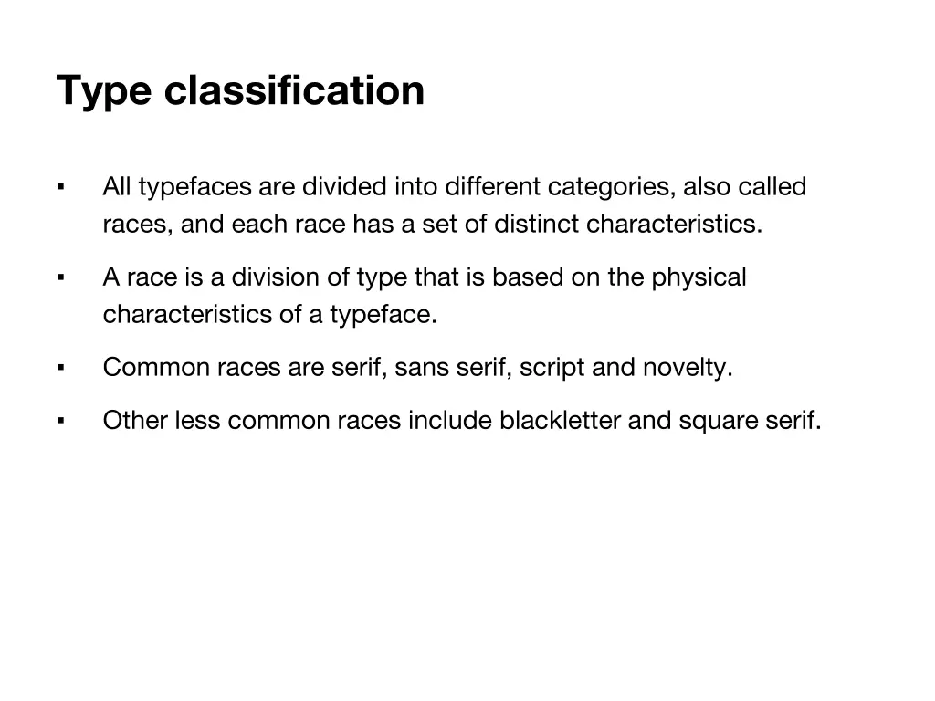 type classification