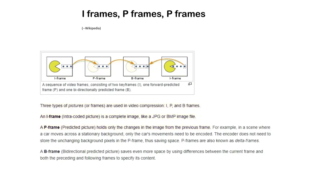 i frames p frames p frames