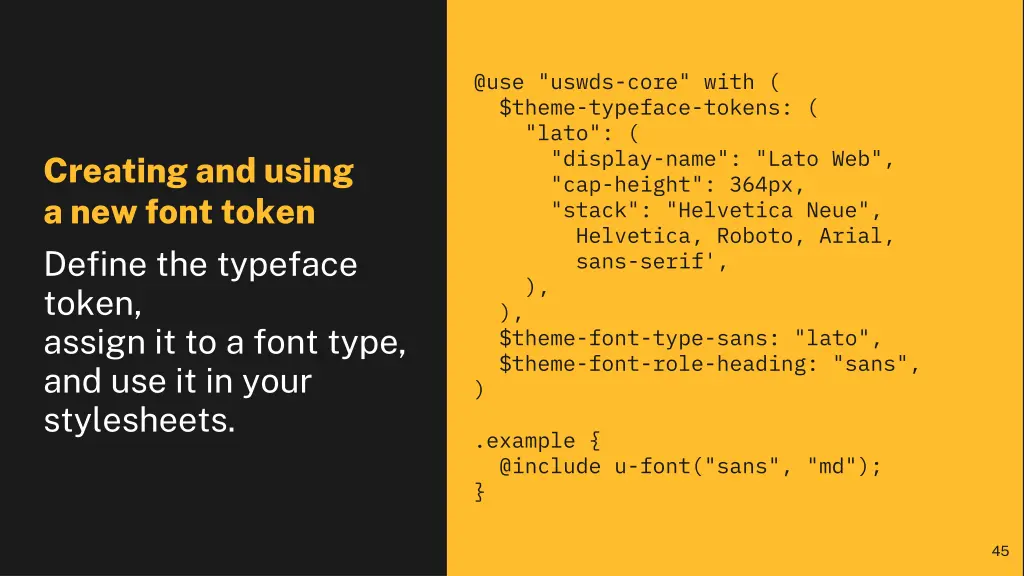 @use uswds core with theme typeface tokens lato