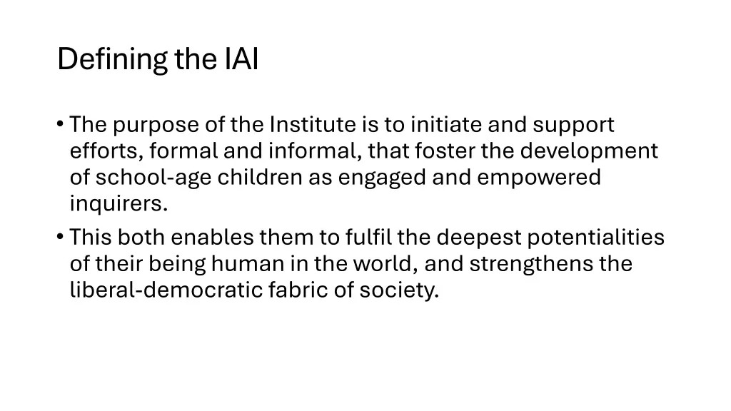 defining the iai