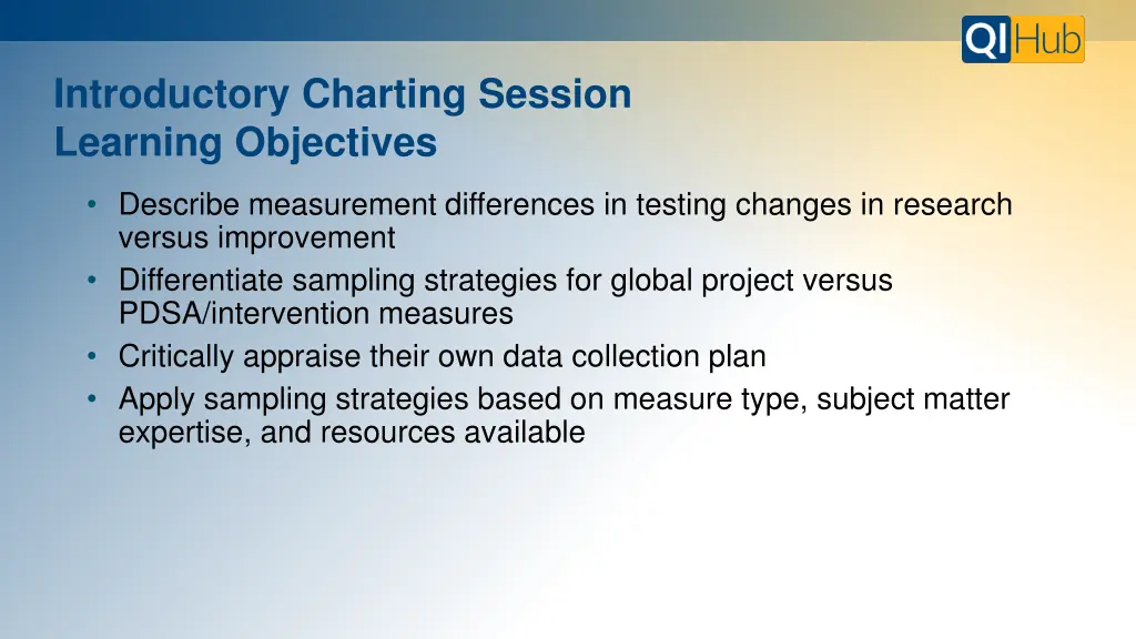 introductory charting session learning objectives