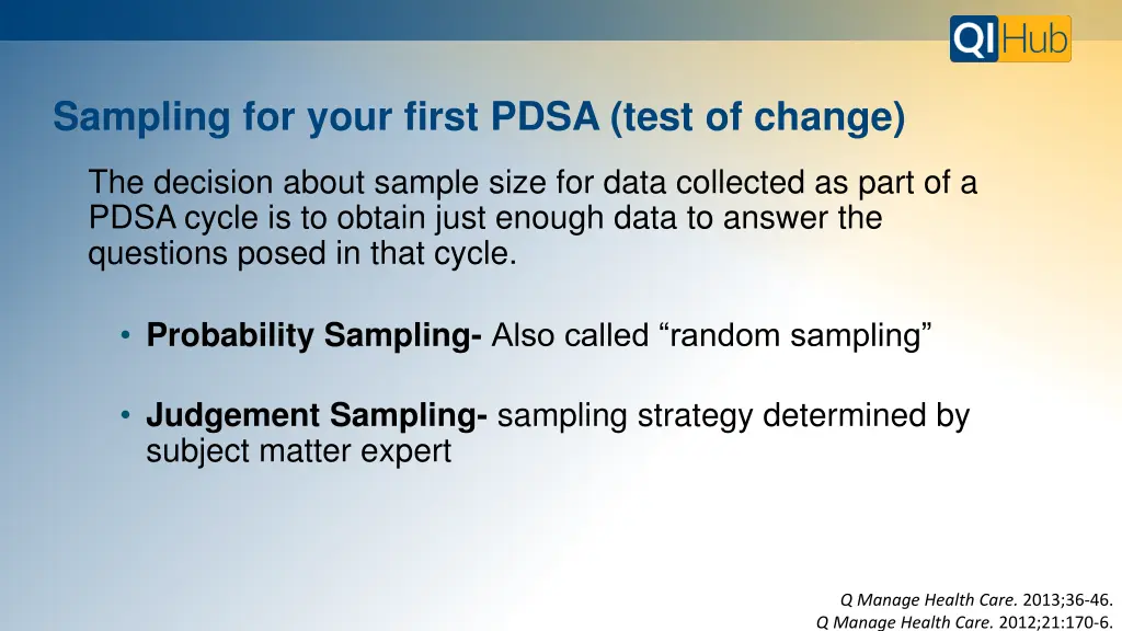 sampling for your first pdsa test of change