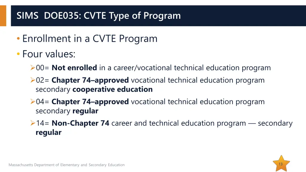 sims doe035 cvte type of program