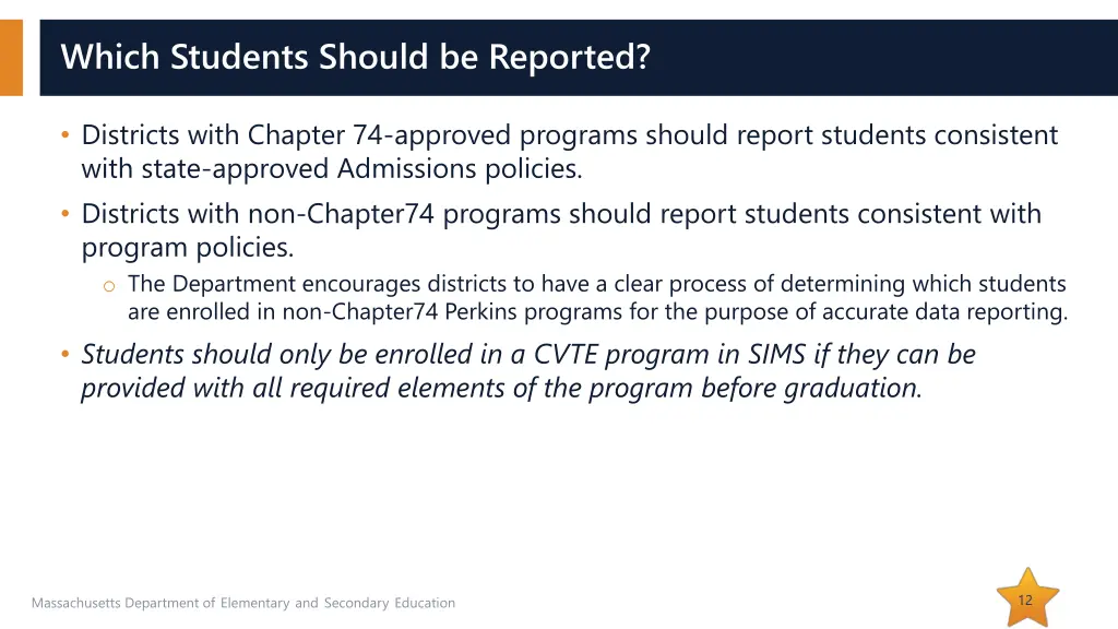 which students should be reported
