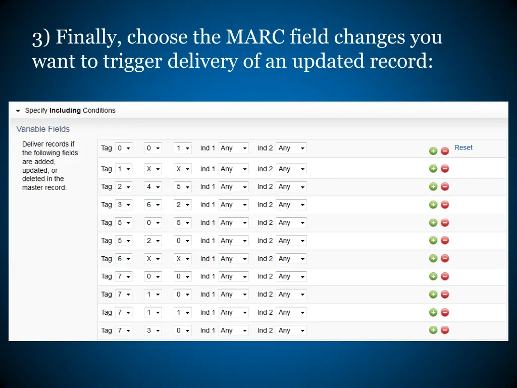 3 finally choose the marc field changes you want