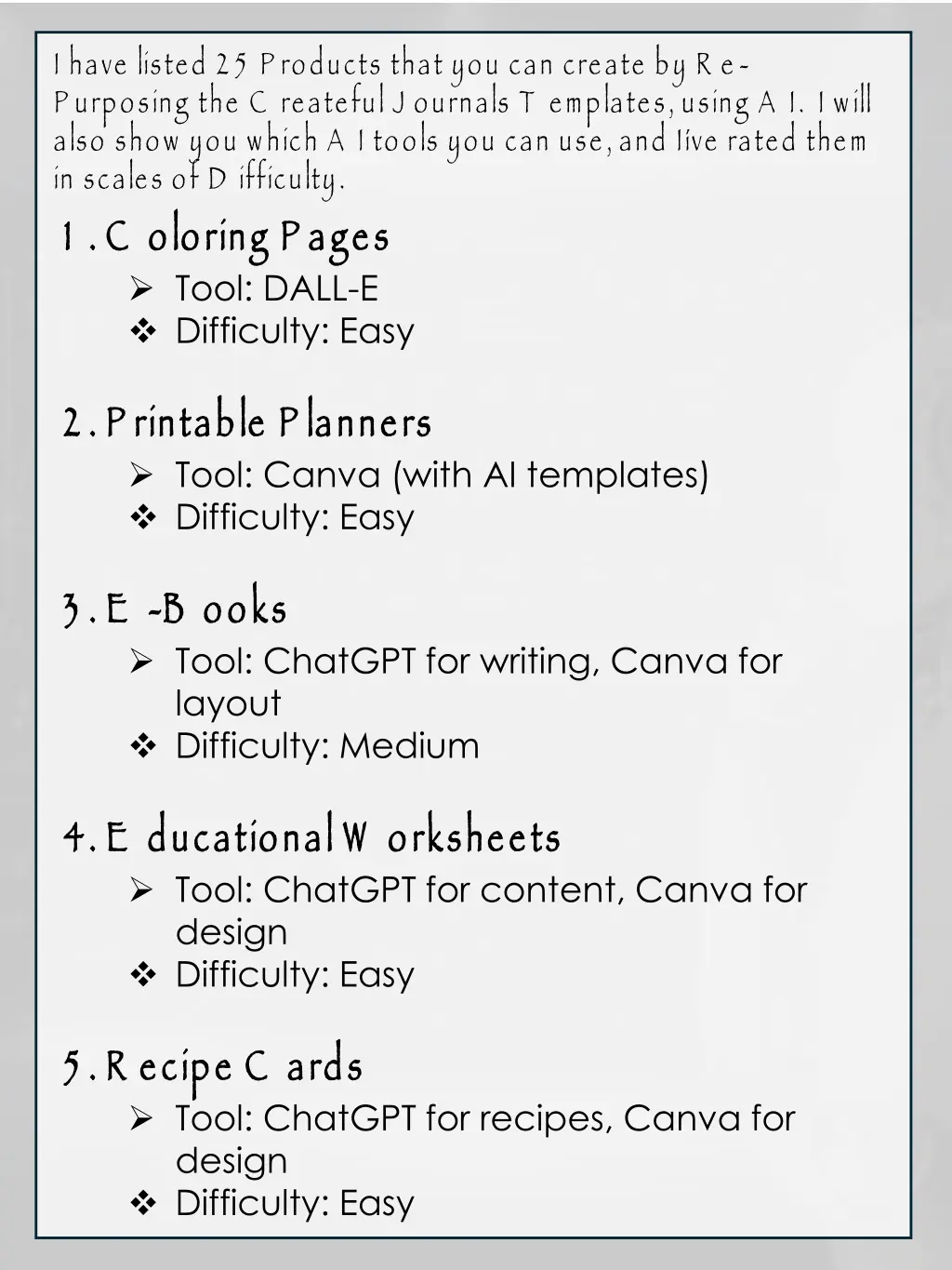 i have listed 2 5 p roducts that you can create