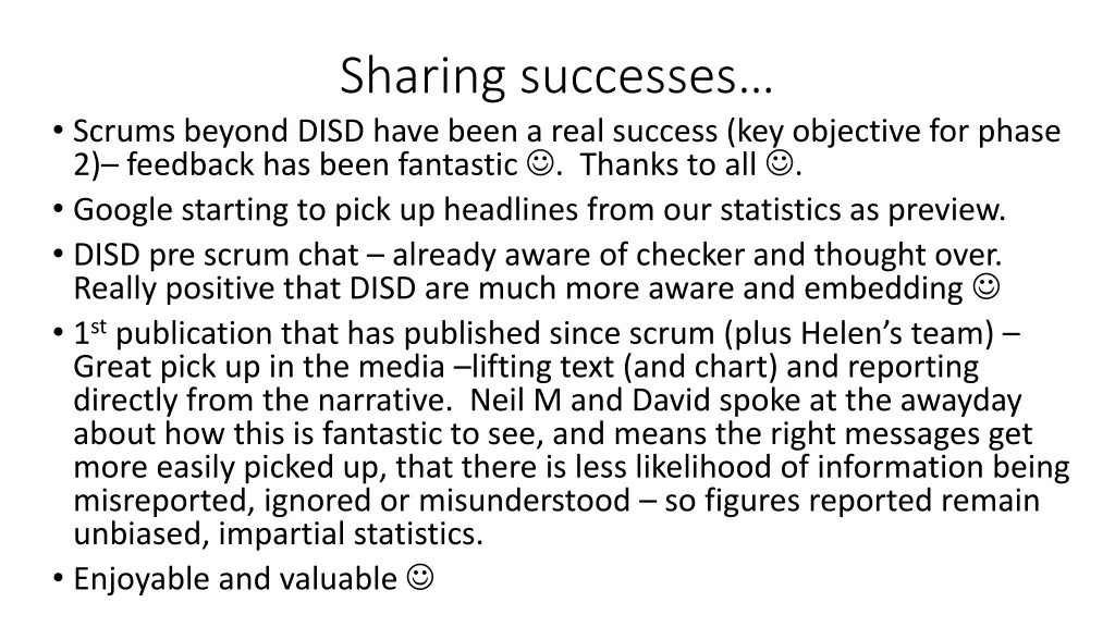 sharing successes