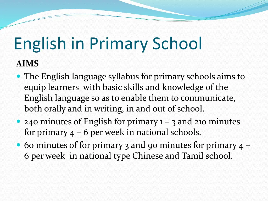 english in primary school