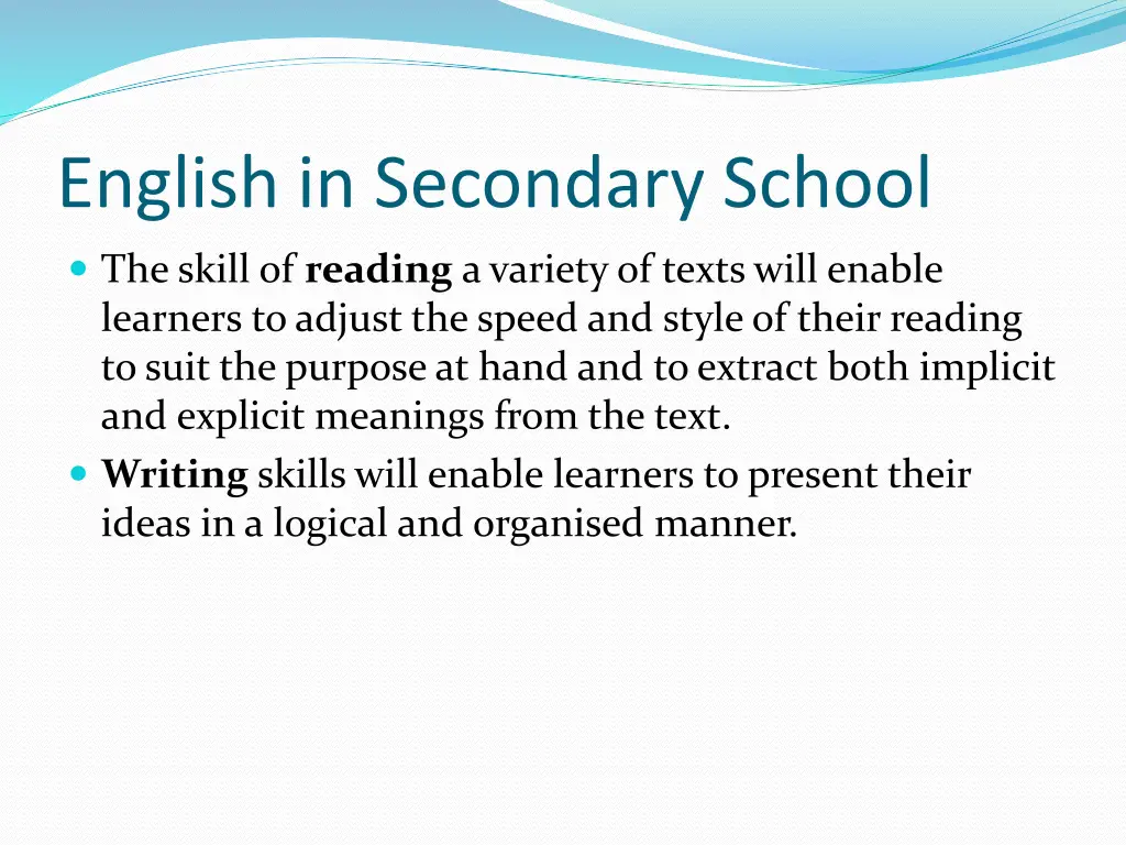 english in secondary school 6