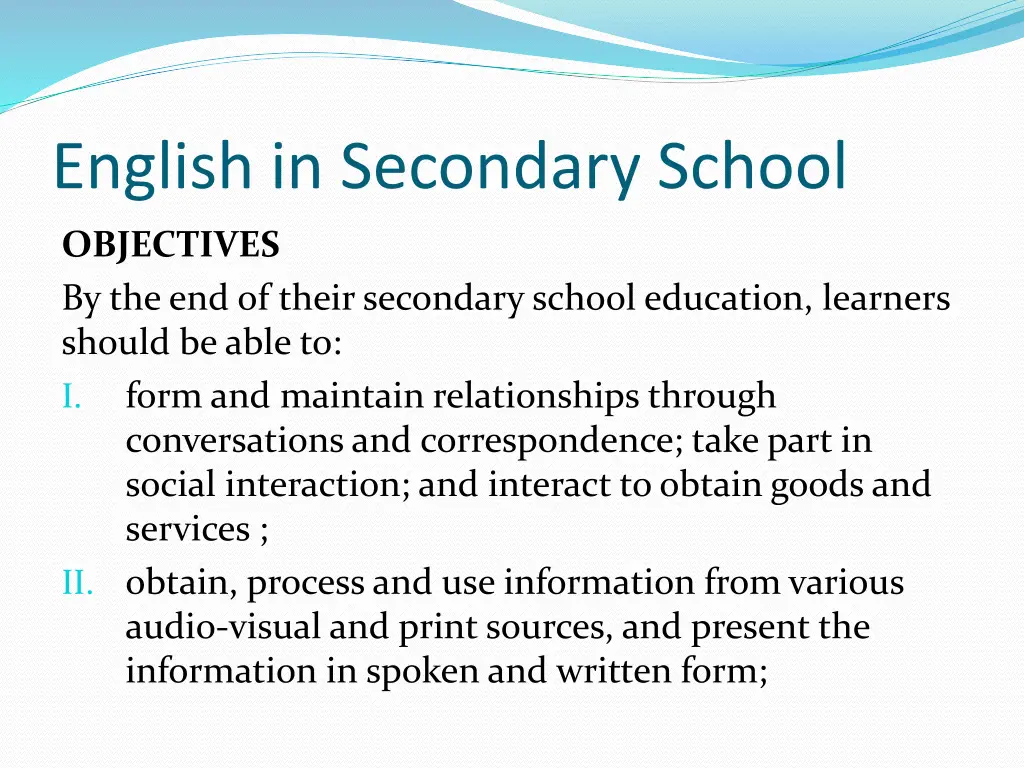 english in secondary school