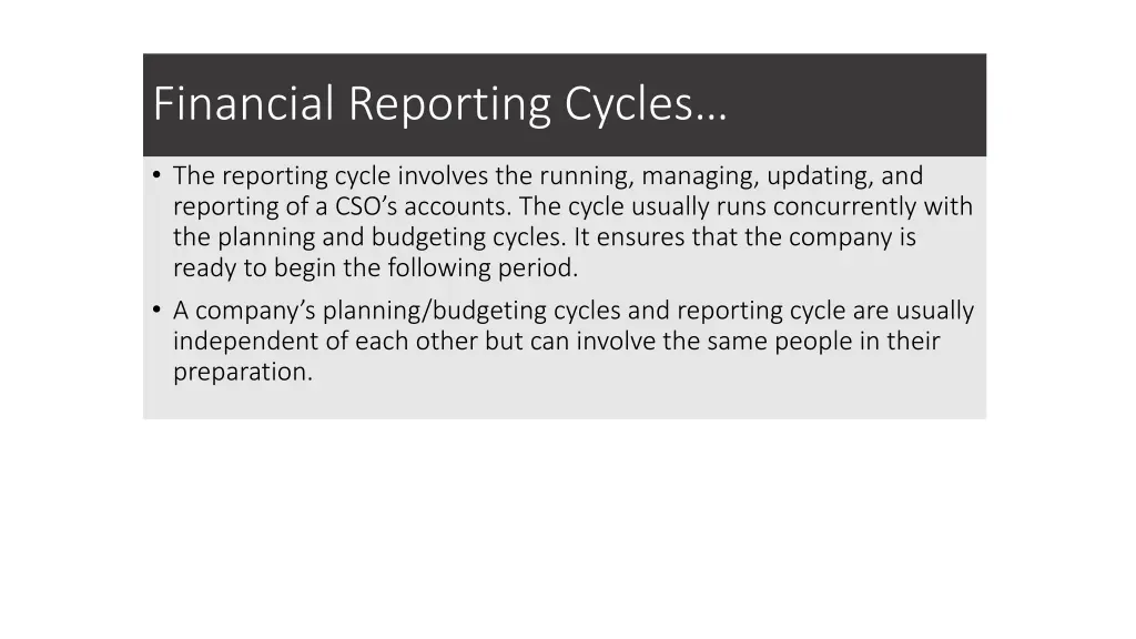 financial reporting cycles 2