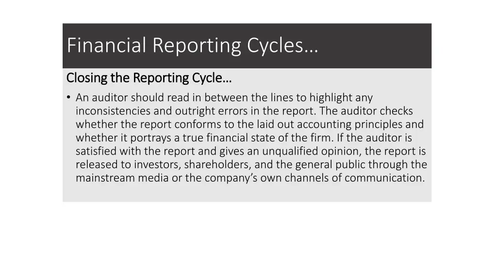 financial reporting cycles 6