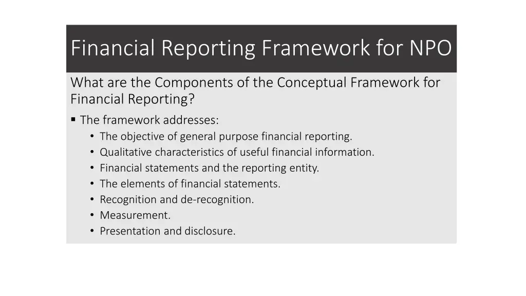 financial reporting framework for npo 1