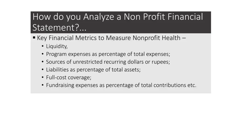 how do you analyze a non profit financial 1