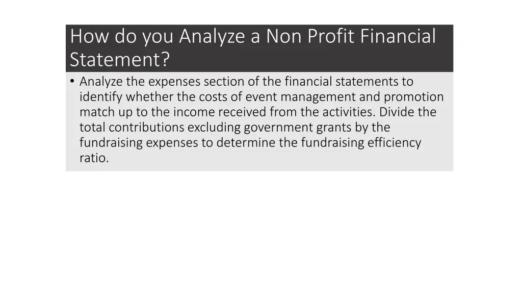 how do you analyze a non profit financial