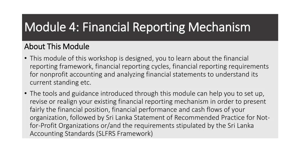 module 4 financial reporting mechanism module