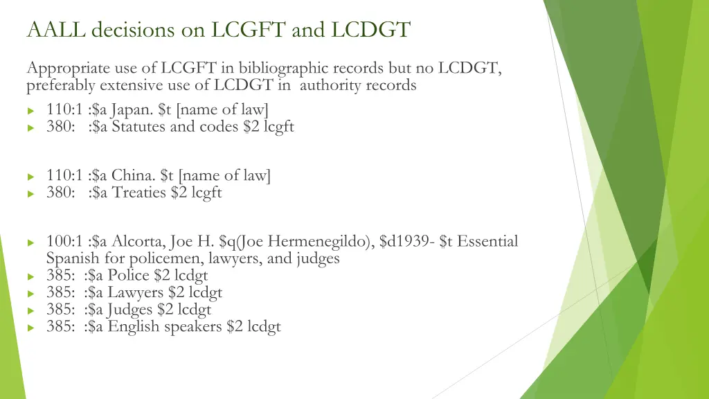 aall decisions on lcgft and lcdgt