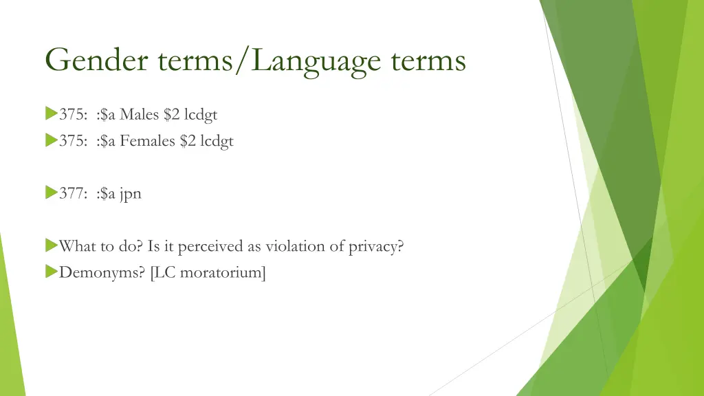 gender terms language terms