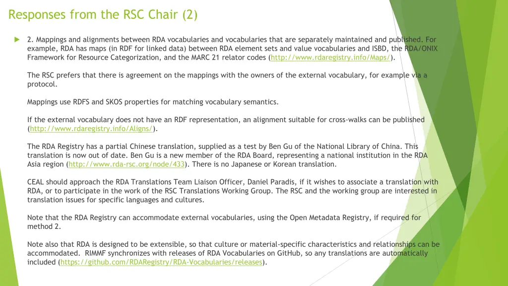 responses from the rsc chair 2