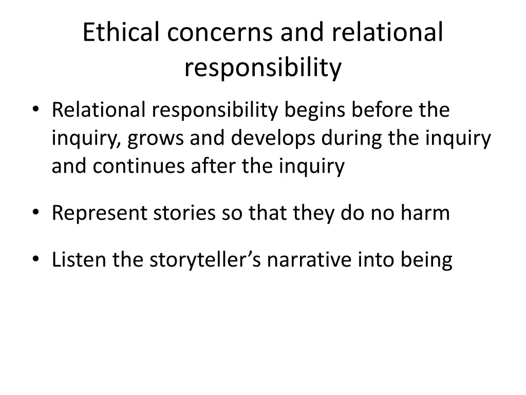 ethical concerns and relational responsibility 1