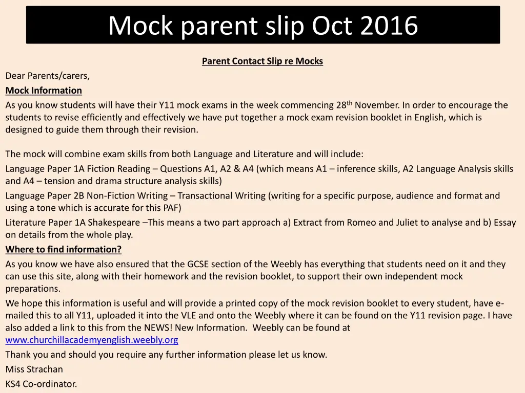 mock parent slip oct 2016
