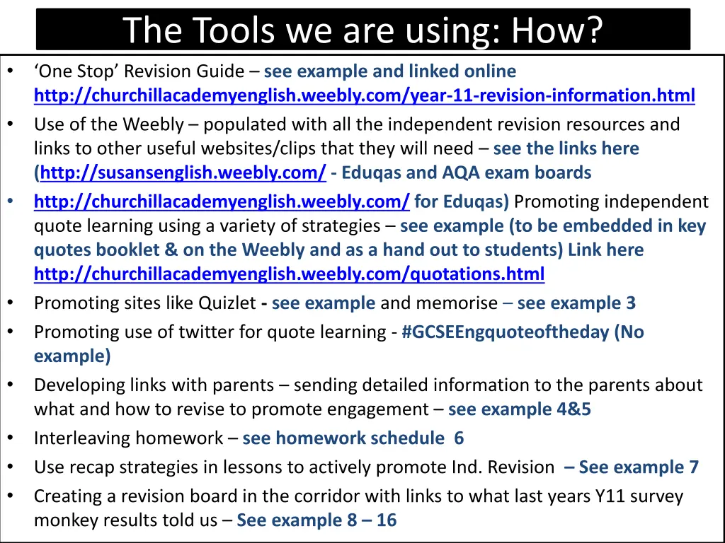 the tools we are using how one stop revision