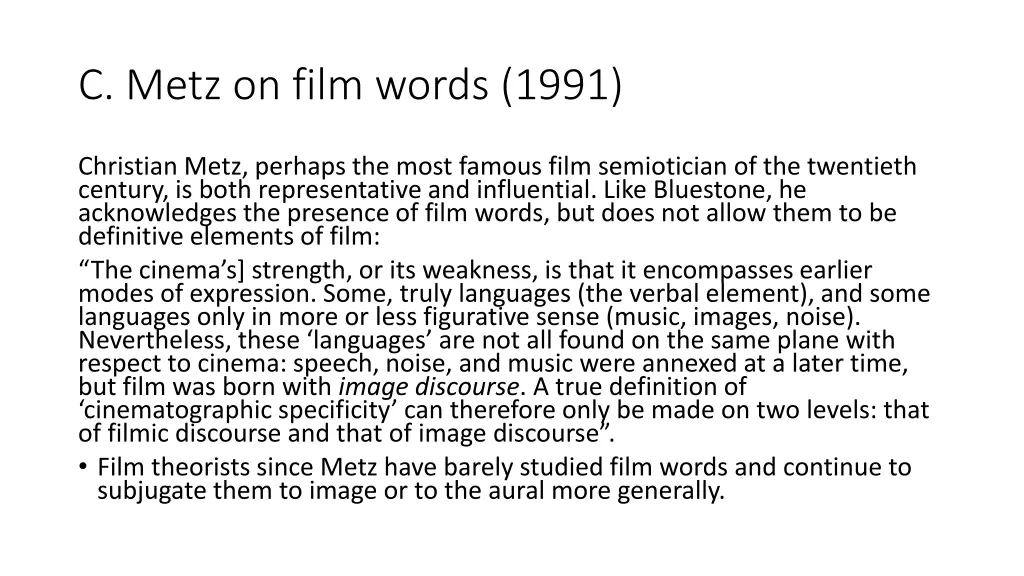 c metz on film words 1991